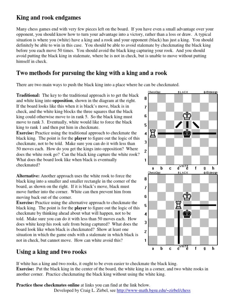 King And Rook Endgames | PDF | Chess | Games Of Mental Skill