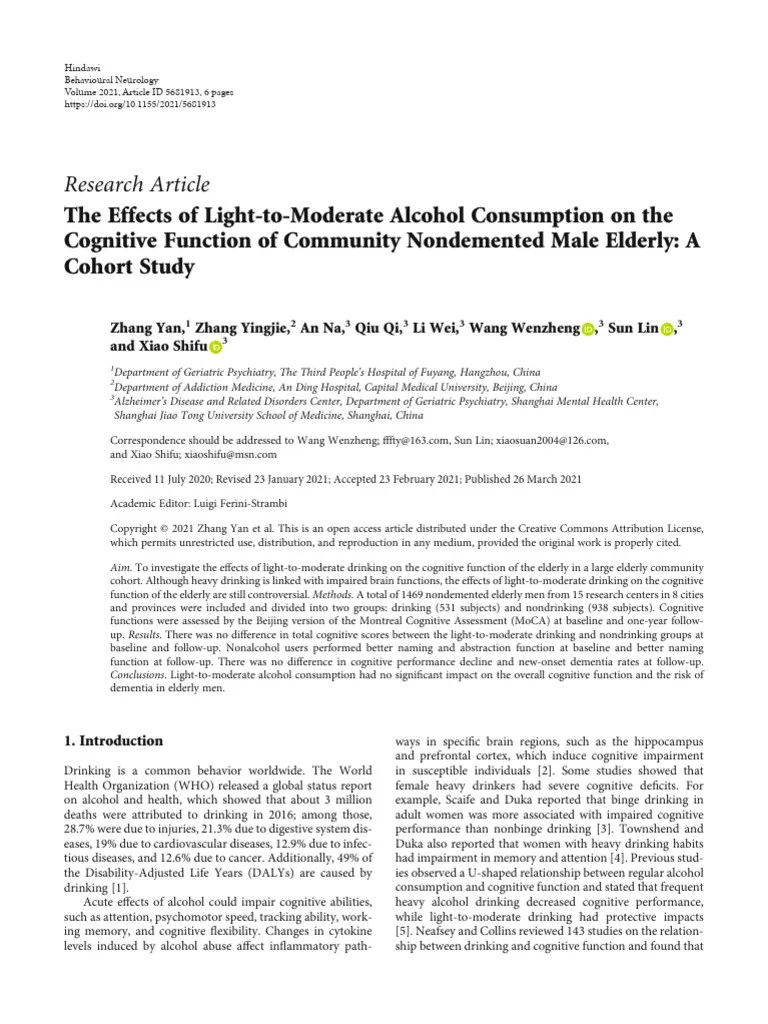 The effects of light-to-moderate alcohol consumption on the