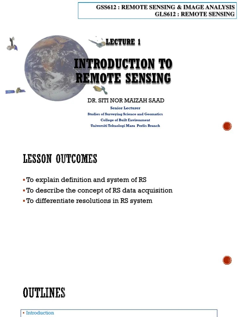 Lecture 1 - 20232 | PDF | Remote Sensing | Electromagnetic Radiation