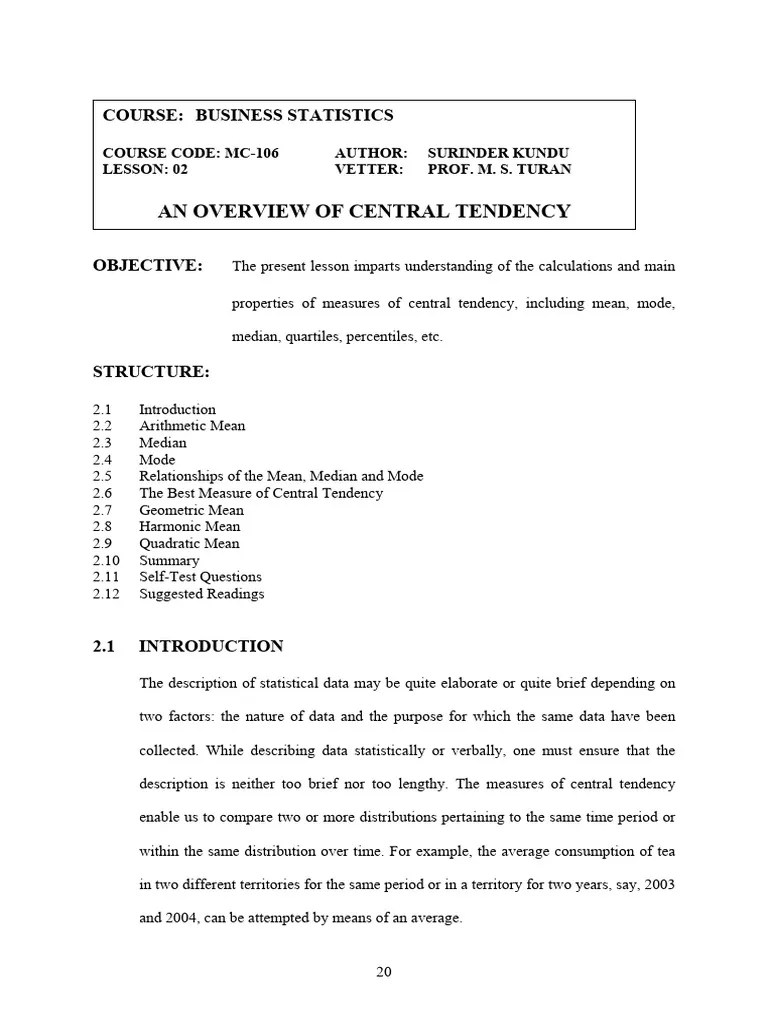 Business Statistics | PDF | Mean | Mode (Statistics)
