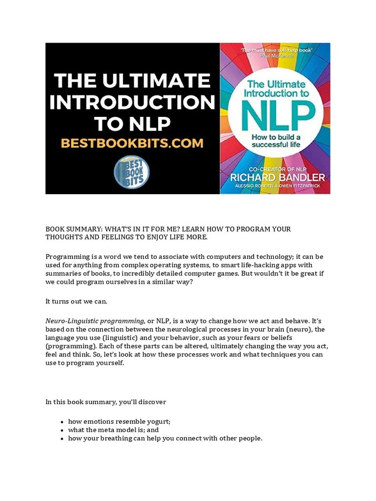 The Ultimate Introduction To NLP | PDF | Neuro Linguistic Programming ...