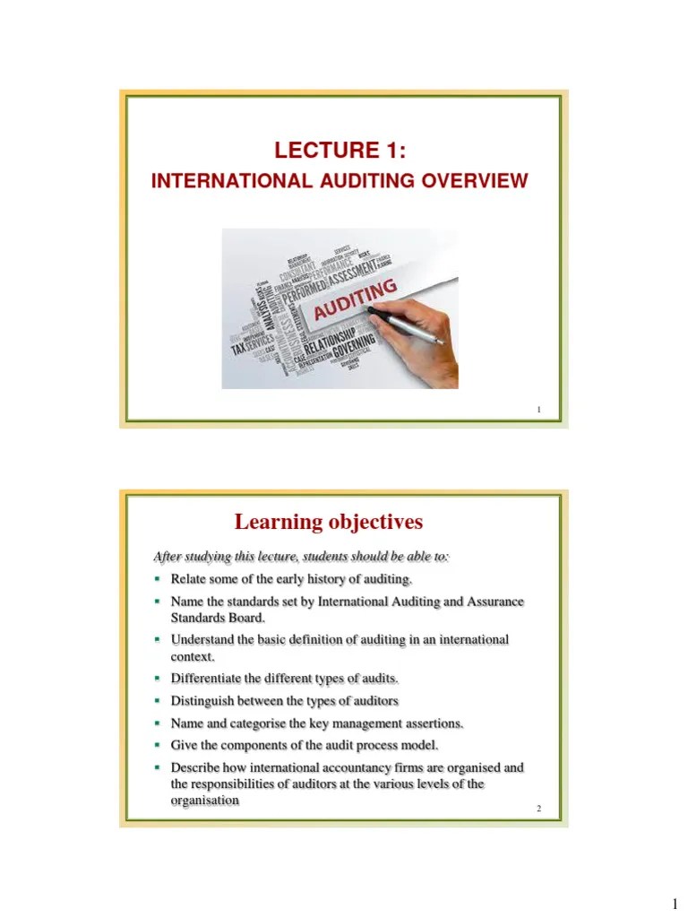Lecture 1 - International Auditing Overview | PDF | Audit | Financial Audit