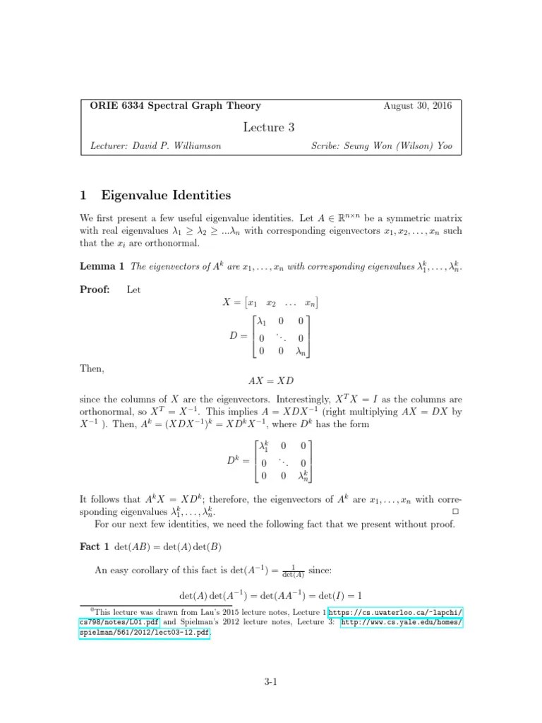 Lecture 3 | PDF | Eigenvalues And Eigenvectors | Applied Mathematics