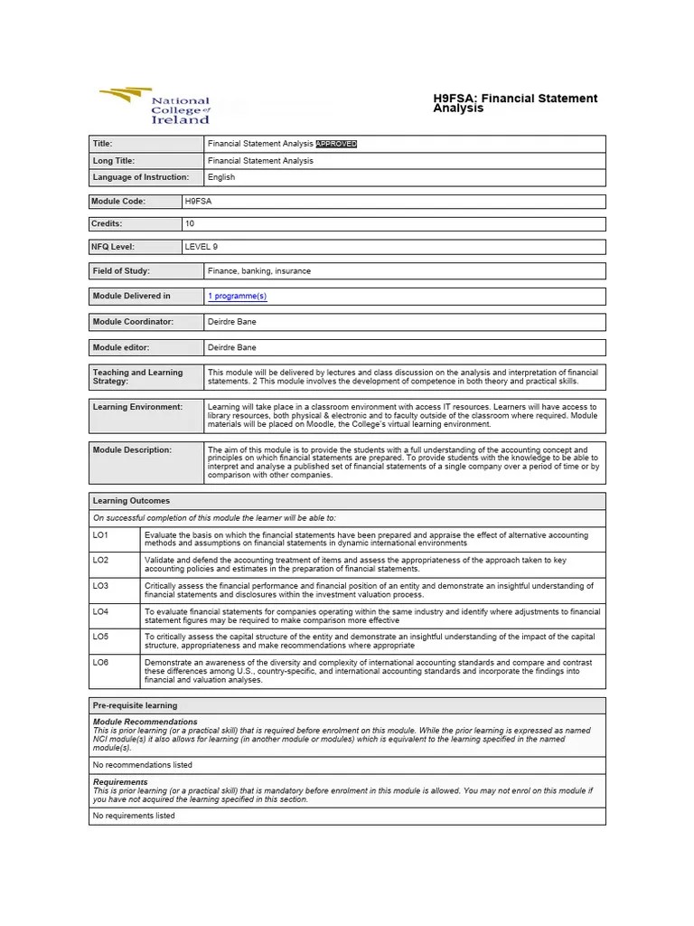 Module Financial Statement Analysis | PDF | International Financial ...