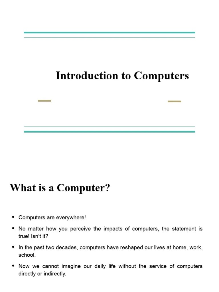 Introduction To Computers | PDF | Computer Data Storage | Random Access ...