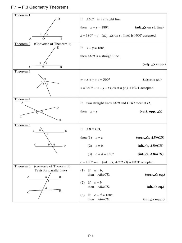 F.1-F.3 Geometry Theorems | PDF | Euclidean Plane Geometry | Euclidean ...