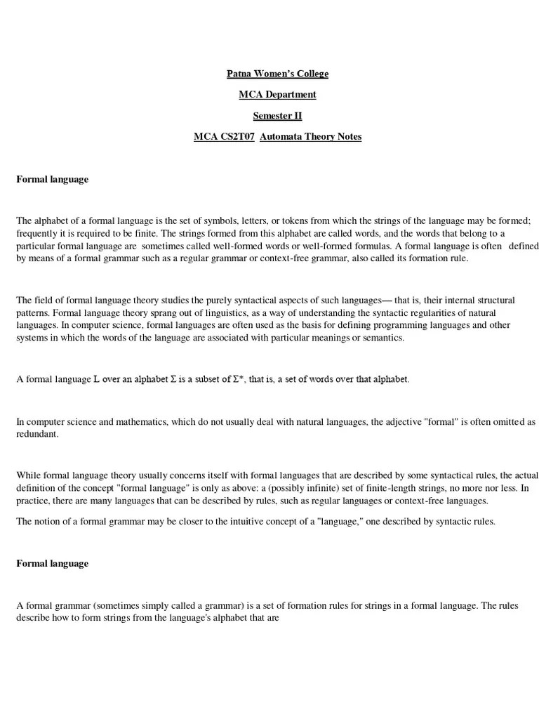 Automata Theory Notes | PDF | Formalism (Deductive) | Mathematics