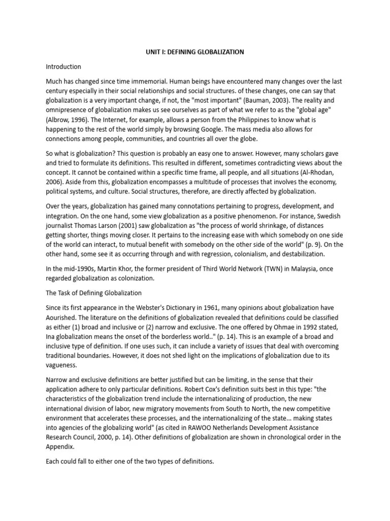 Unit I | Download Free PDF | Globalization | Reality