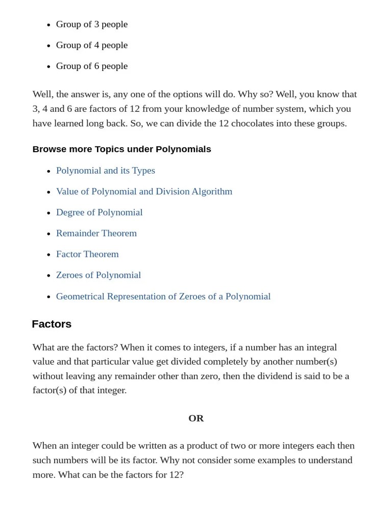 Factorization Of Polynomials - Factor Theorem, Methods, Videos ...