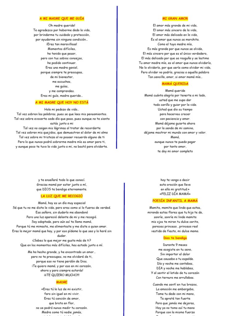 Poemas Para El Dia De La Madre PDF | PDF | Amor