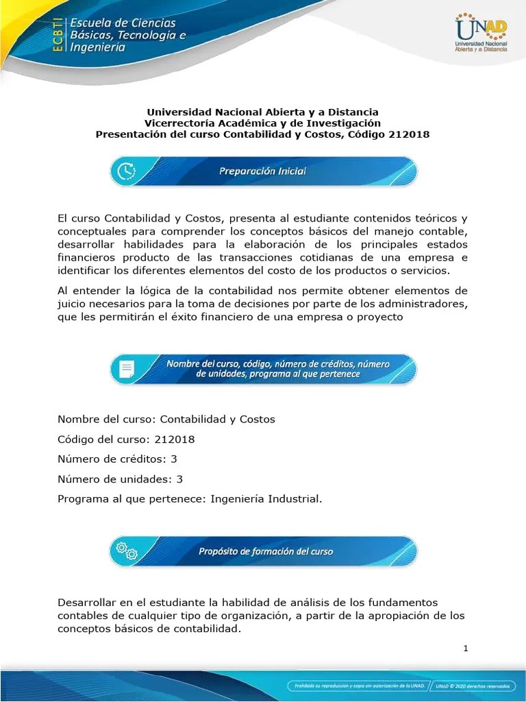 Presentación Del Curso Contabilidad Y Costos | Descargar Gratis PDF ...