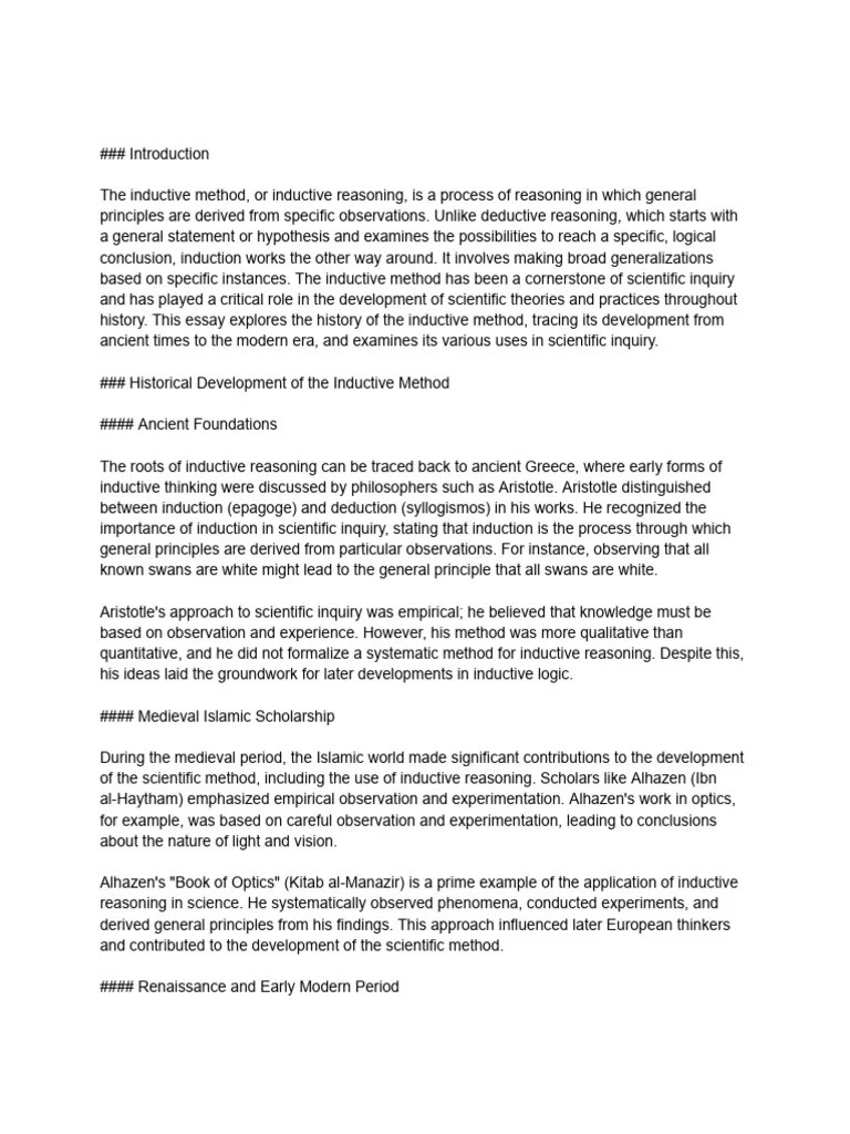 History Of Inductive Method And Uses Of Inductive Method In Science | PDF | Inductive Reasoning ...