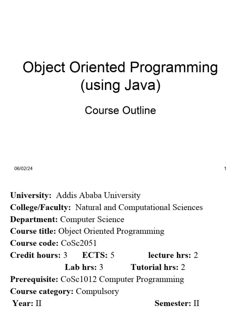 OOP Outline | PDF | Object Oriented Programming | Method (Computer ...