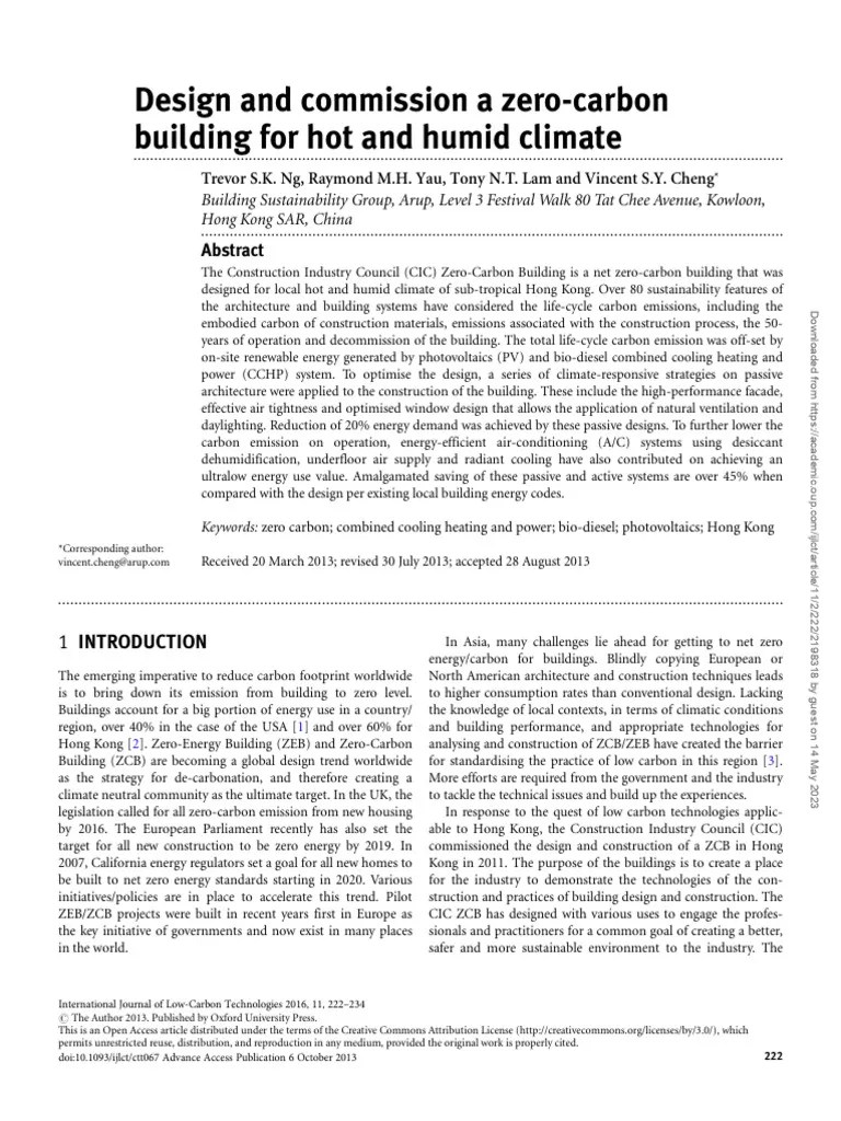 Design And Commission A Zero-carbon Building For Hot And Humid Climate ...