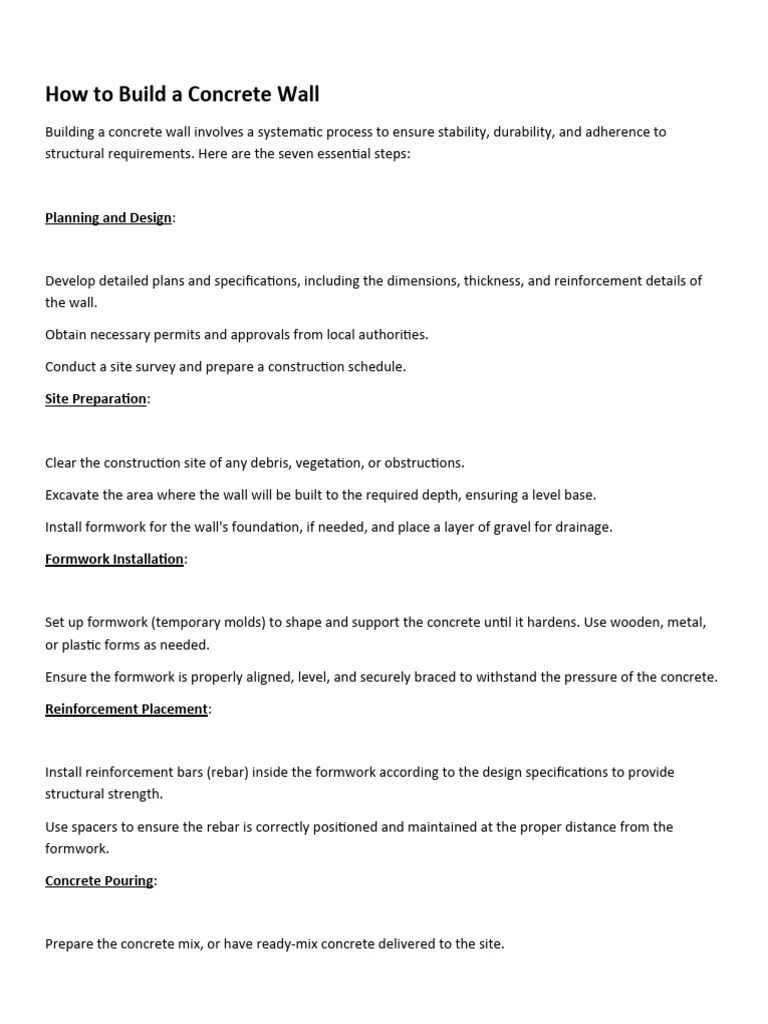 How To Build A Concrete Wall | PDF