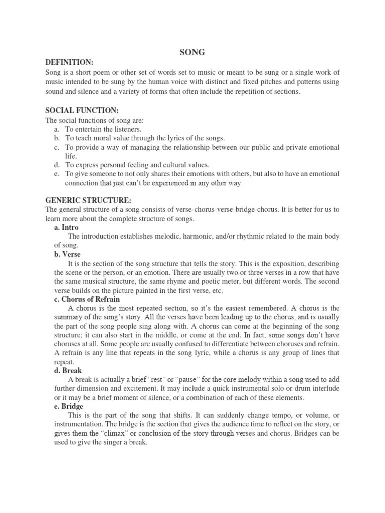 SONG | PDF | Song Structure | Refrain