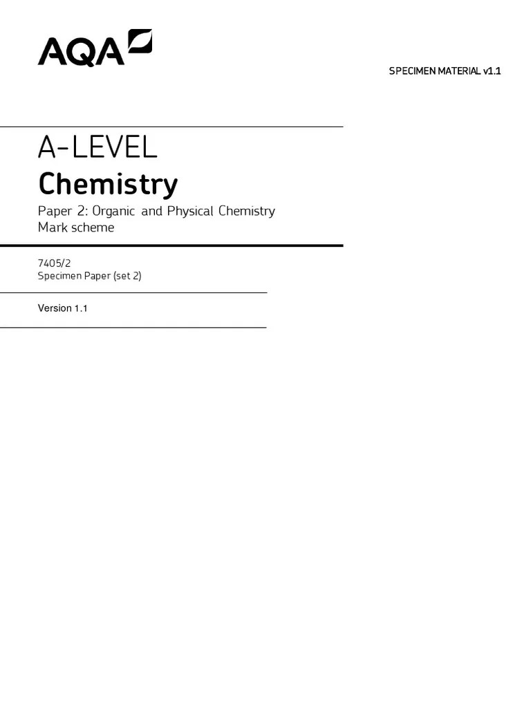 7405-2 Specimen Mark Scheme (Set 2) - Paper 2 V1.1 | PDF | Molecules | Chromatography