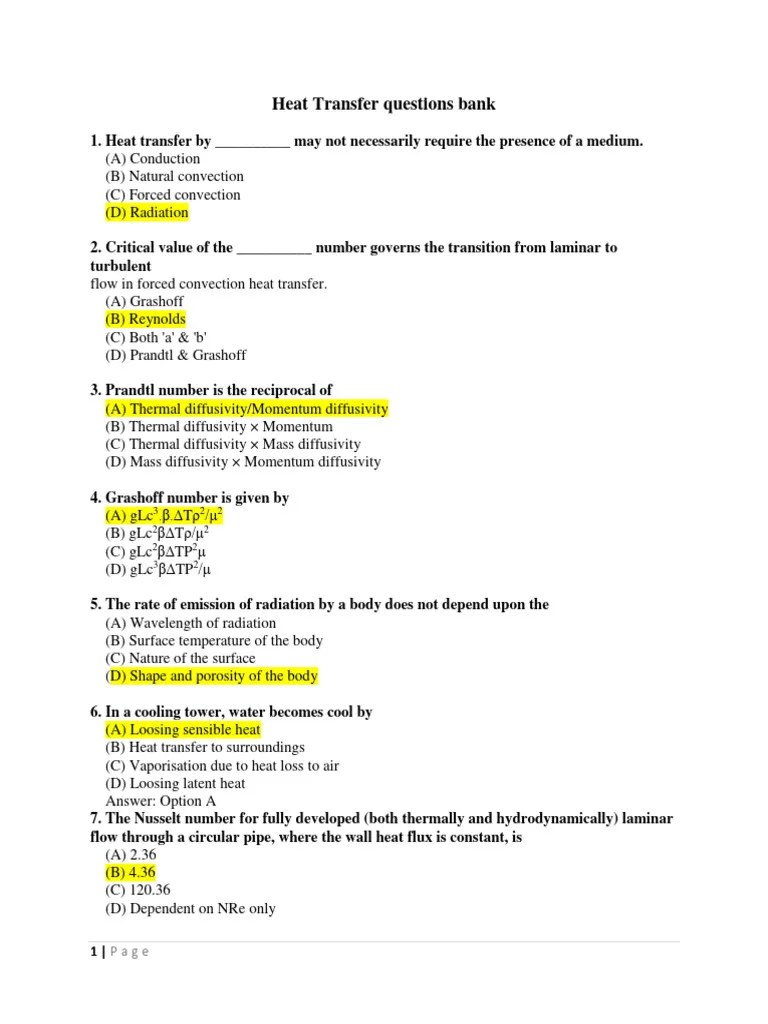 Heat Transfer Questions Bank | PDF | Heat Transfer | Thermal Conduction