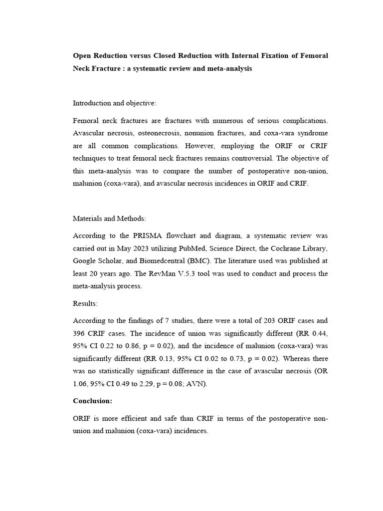 Open Reduction Versus Closed Reduction With Internal Fixation Of ...