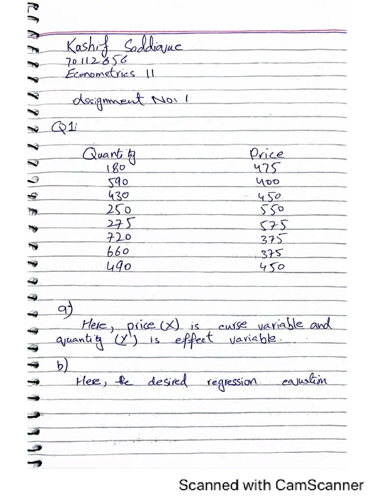 Econometrics LL Assignment 1 | PDF