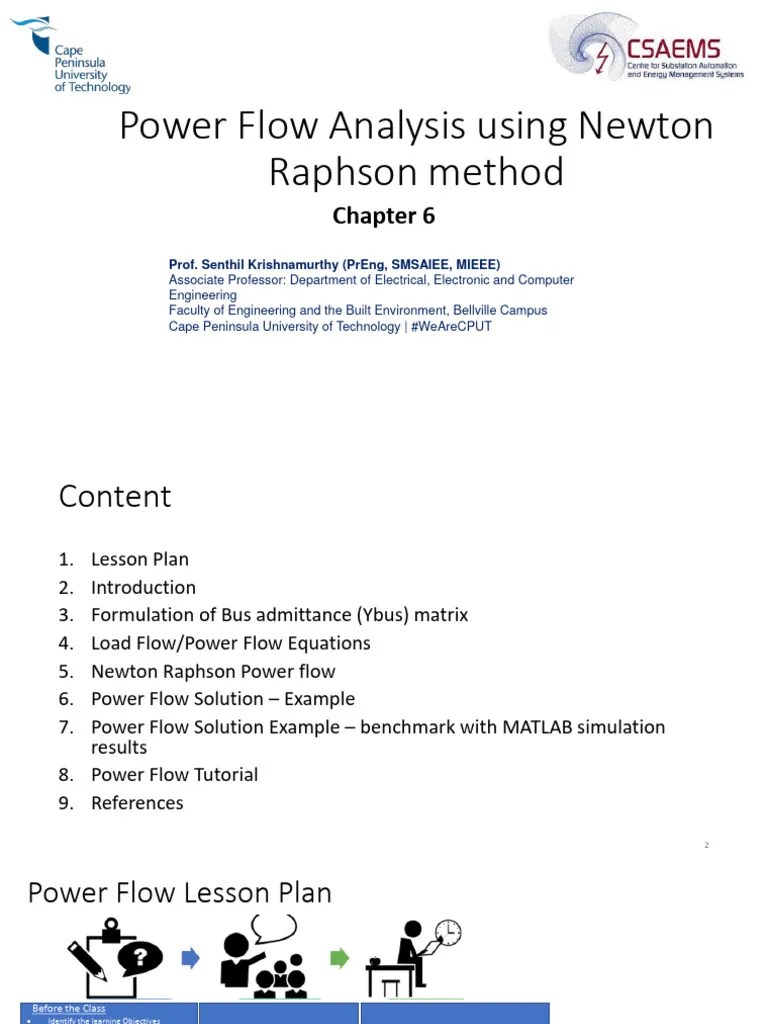 Chapter 6 Power Flow Analysis Using Newton Raphson Method | PDF | Complex Number | Mathematical ...