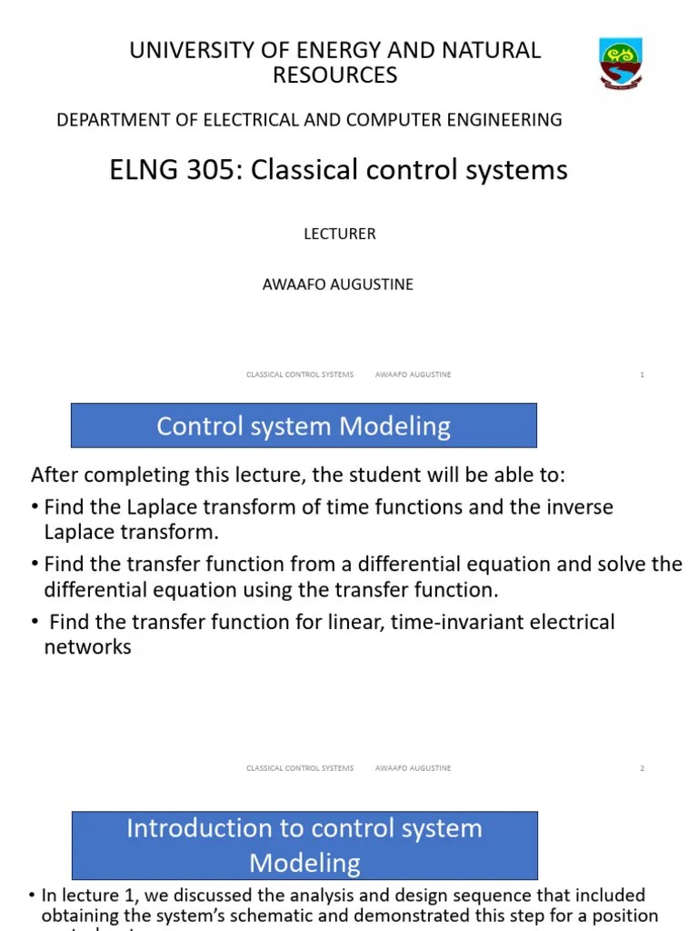 Lecture-2 Control System Modeling | Download Free PDF | Laplace ...