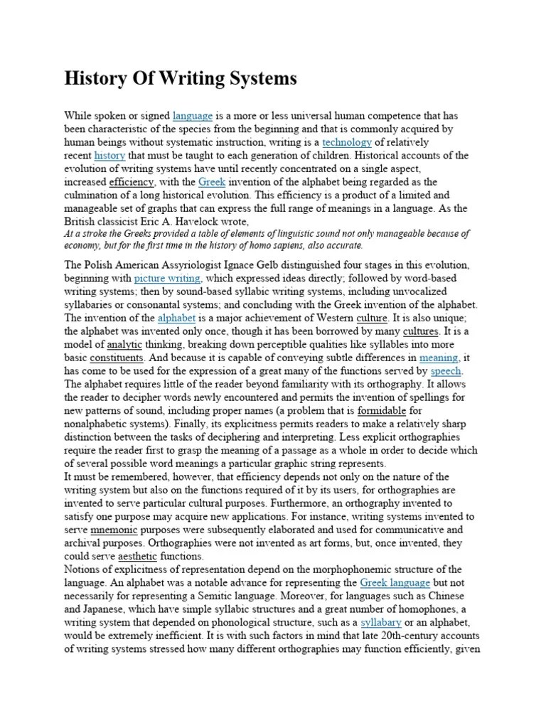 History Of Writing Systems | PDF | Cuneiform | Egyptian Hieroglyphs