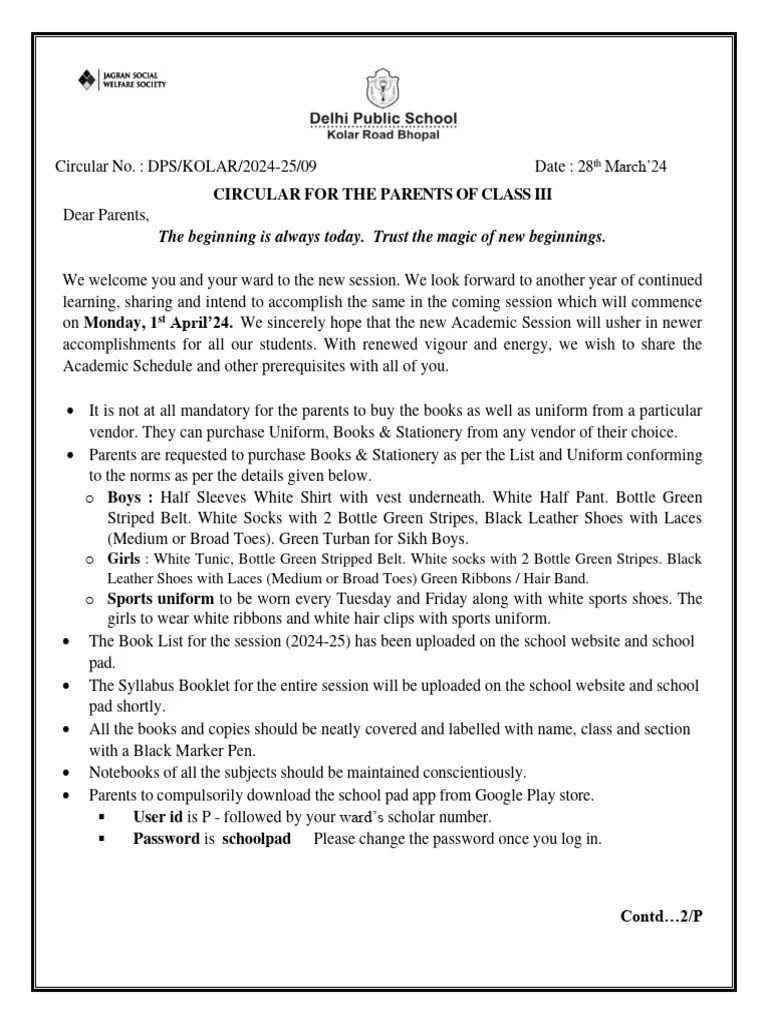 C.no. 9 - Welcome Letter - Class - III | Download Free PDF | Notebook | Clothing