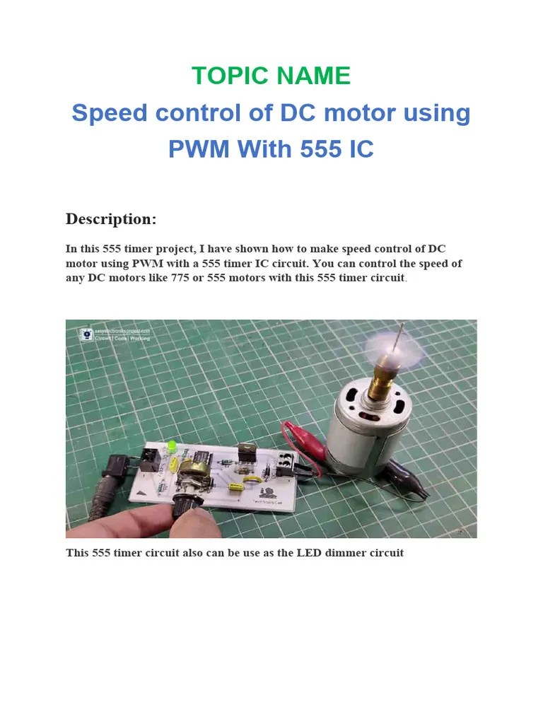 Speed Control Of DC Motor Using PWM | Download Free PDF | Printed ...