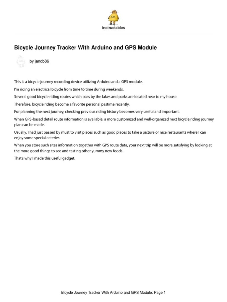 Bicycle Journey Tracker With Arduino And GPS Modul | PDF | Global ...