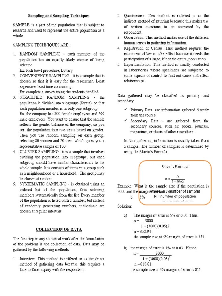 Worksheet 4.2a Sampling And Sampling Techniques | PDF | Sampling ...