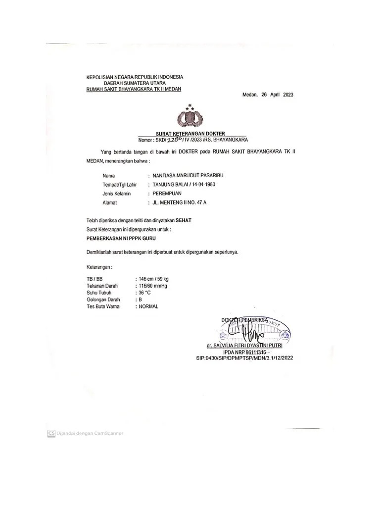 Surat Keterangan Sehat Jasmani Dan Rohani | PDF