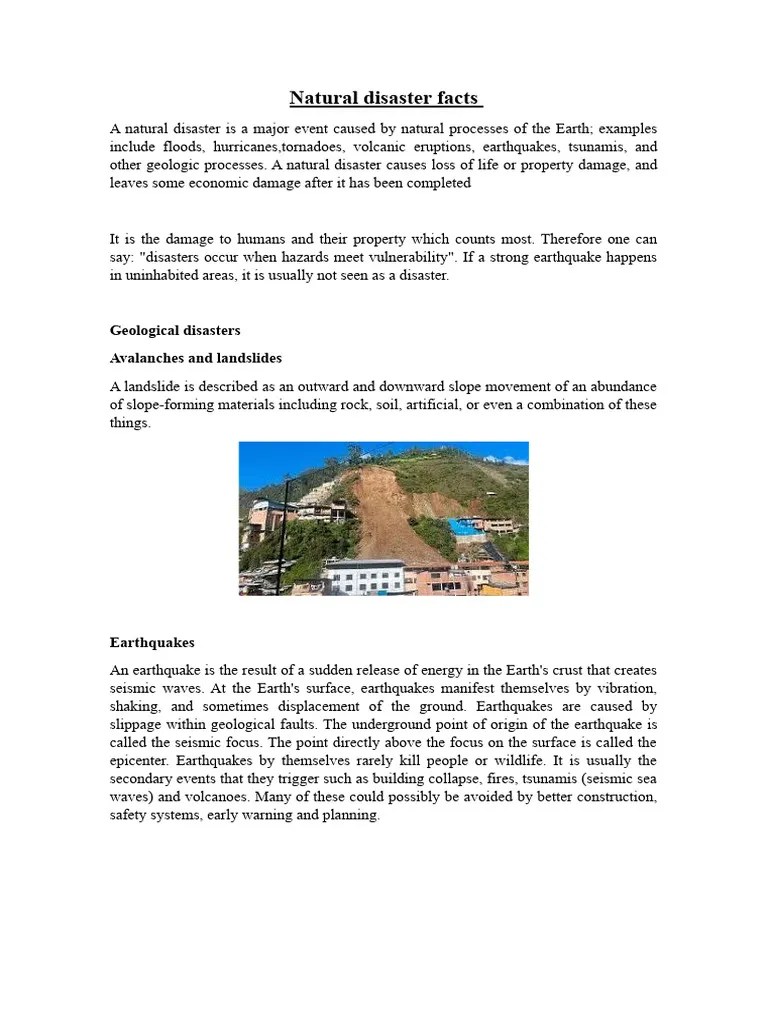 Natural Disaster Facts | PDF | Natural Disasters | Tsunami