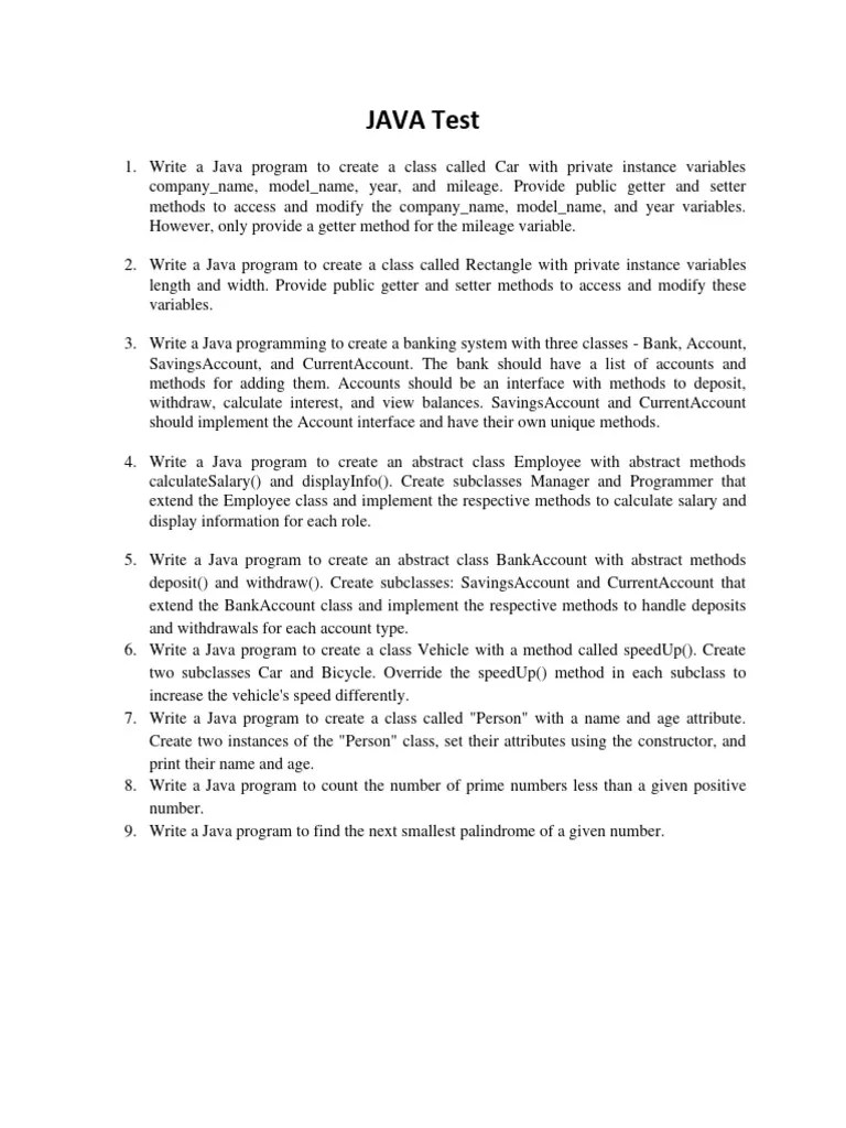 JAVA Test | PDF