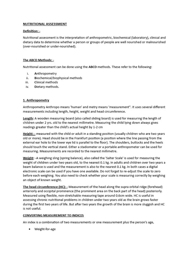 Nutritional Assessment | PDF | Body Mass Index | Nutrition