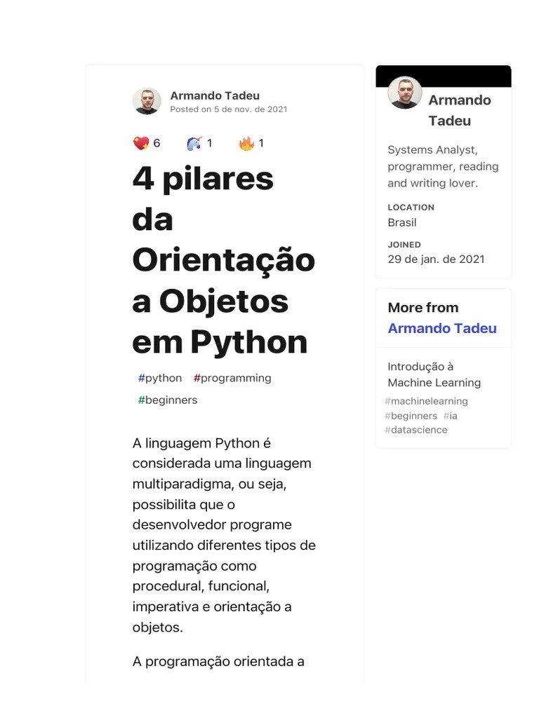 4 Pilares Da Orientação A Objetos Em Python - DEV Community | PDF ...