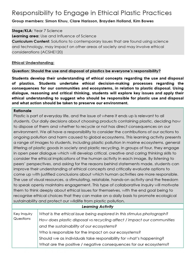 Handout Ethical Activity | Download Free PDF | Waste Management | Reason