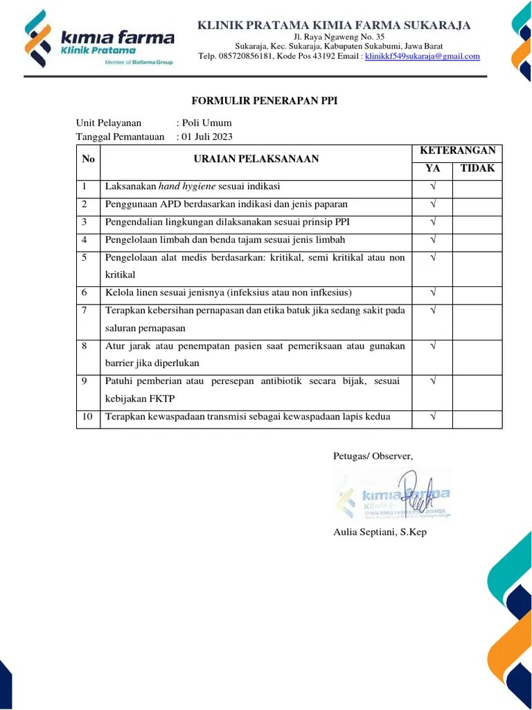 FORMULIR PENERAPAN PPI JULI AGUSTUS DAN SEPTEMBER 2023 | PDF