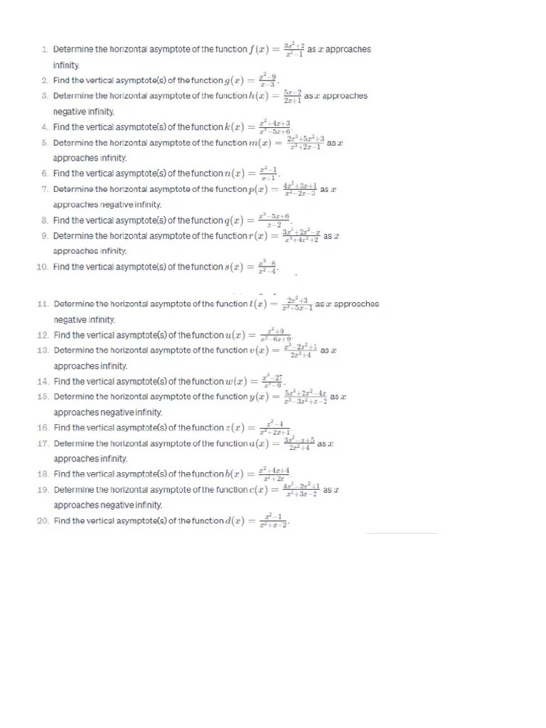 AP Calculus AB_ Finding Horizontal And Vertical Asymptote Using Limits. (1) | PDF