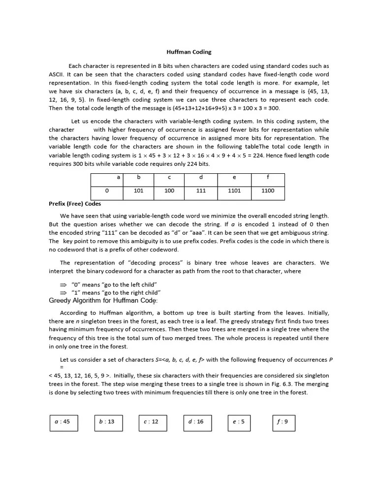 Huffman Coding | Download Free PDF | Code | Computing