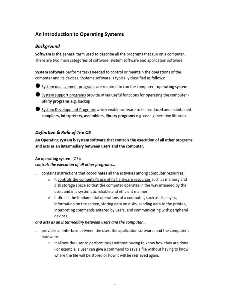 An Introduction To Operating Systems | PDF | Operating System | Process ...