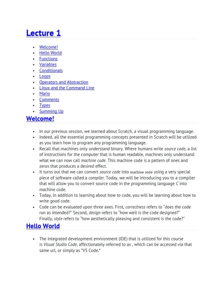 Lecture 1 Compiter Science | Download Free PDF | Integer (Computer ...