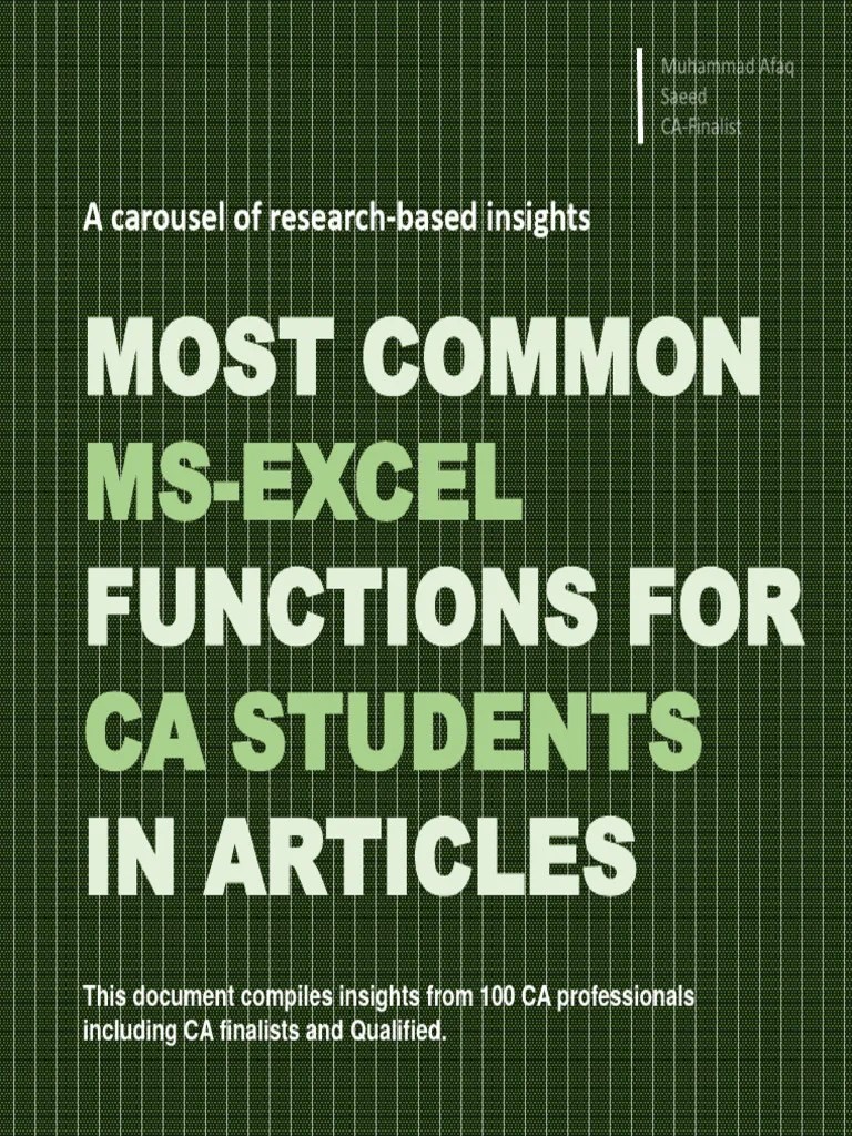 Most Useful Excel Formulas For A CA Trainee | PDF | Microsoft Excel ...