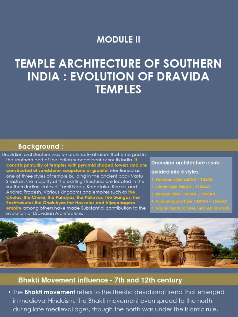 MODULE II - Temple Architecture Of Southern India Evolution Of Dravida Temples | PDF