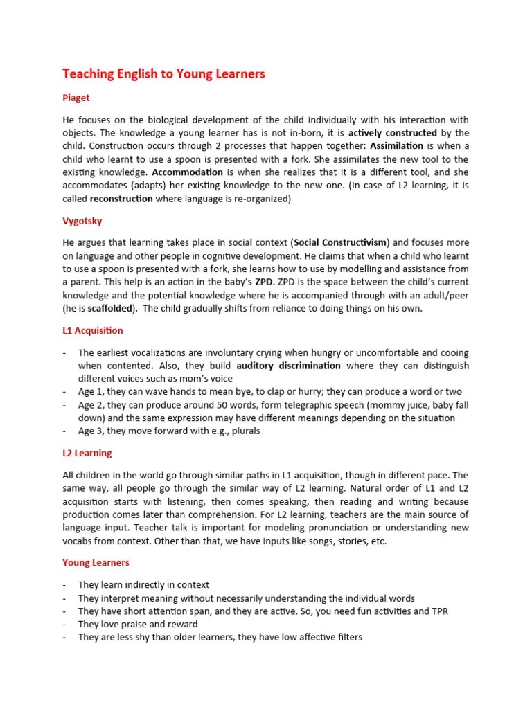 Teaching English To Young Learners | PDF | Educational Assessment | Word