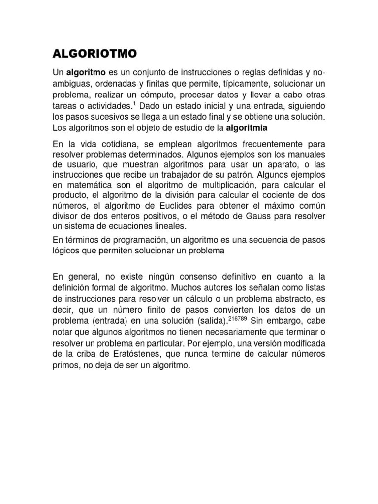 ALGORITMOS | PDF | Algoritmos | Matemáticas