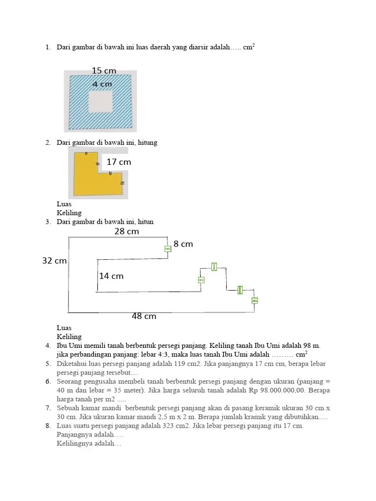 Latihan Soal Luas Dan Keliling Bangun Datar | PDF | Metode & Bahan Ajar