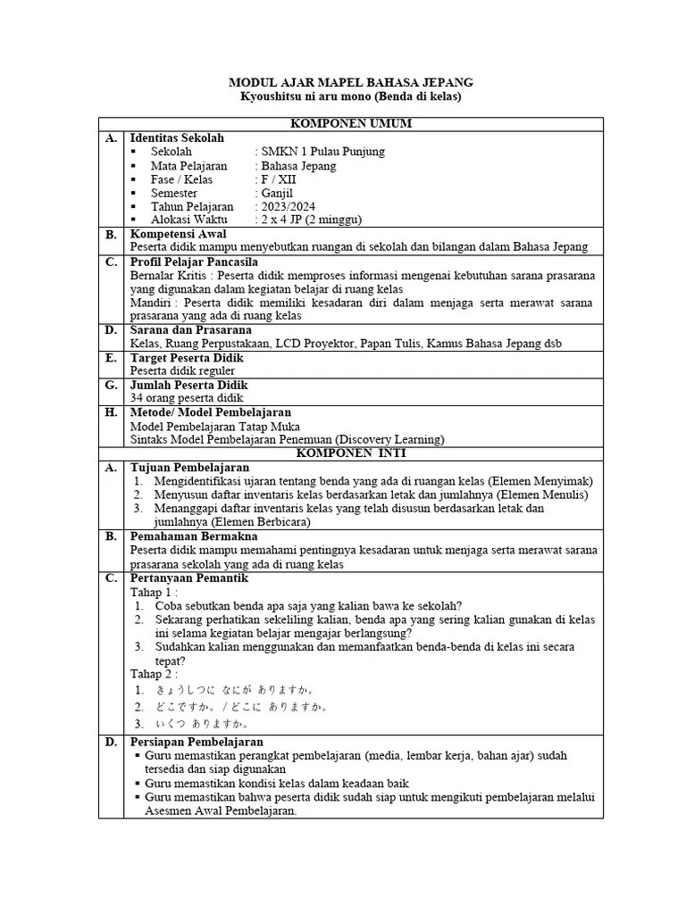 Modul Kyoushitsu Ni Iru Mono | PDF | Karier & Perkembangan | Kajian Bahasa Asing