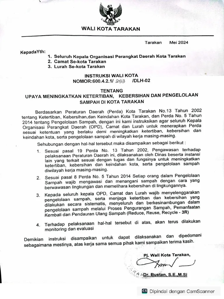 INSTRUKSI WALI KOTA TARAKAN | PDF