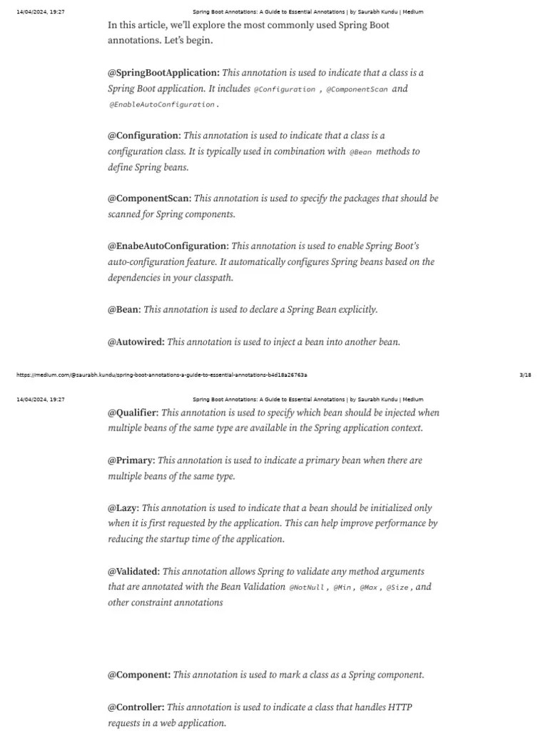 Spring Boot Annotations - A Guide To Essential Annotations - By Saurabh ...